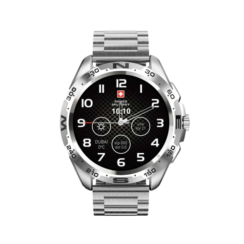 SWISS MILITARY DOM Smart Watch Metal Strap - Silver