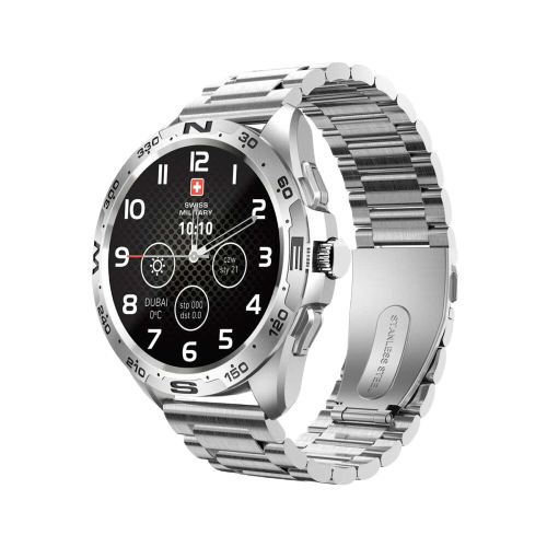 SWISS MILITARY DOM Smart Watch Metal Strap - Silver