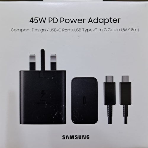 SAMSUNG 45W PD Power Adapter USB-C Port USB Type-C to C Cable (5A/1.8m) - Black