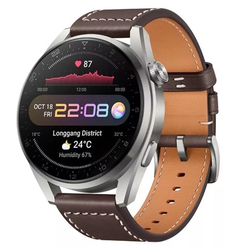 HUAWEI 48mm WATCH 3 Pro [eSIM Cellular; Wi-Fi GPS; Bluetooth] - Titanium Gray, Wristband:Brown Leather Strap