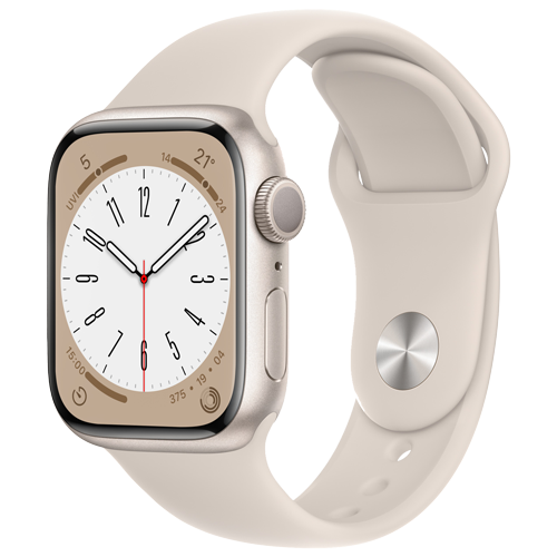 Apple Watch Series 8 [GPS + Cellular, 41mm, Aluminium Case with Sport Band Strap] - Starlight