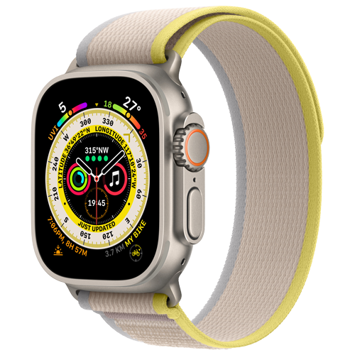 Apple Watch Ultra [GPS + Cellular, 49mm, M/L, Titanium Case with Trail Loop Strap] - Yellow/Beige