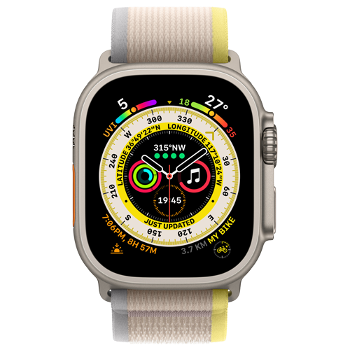 Apple Watch Ultra [GPS + Cellular, 49mm, M/L, Titanium Case with Trail Loop Strap] - Yellow/Beige