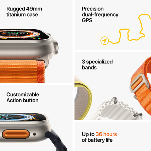 Apple Watch Ultra [GPS + Cellular, 49mm, M/L, Titanium Case with Trail Loop Strap] - Yellow/Beige