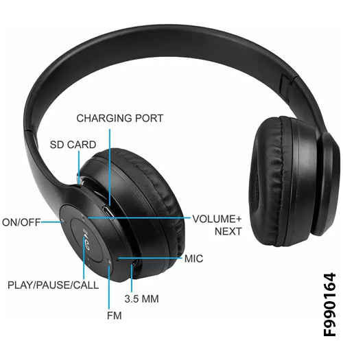 P47 5.0+EDR wireless headphones - Black (F990164)