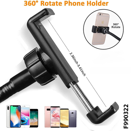 Professional Live Stream Selfie Ring Light and Cell Phone & Webcam Holder for YouTube and Video Recording. Makeup Tutorials, Live Stream - F990322