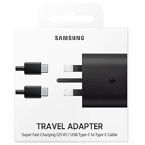 SAMSUNG 25W PD Adapter USB-C (EP-TA800 Travel Adapter Only/Support PD 3.0 PPS/Compatible with Android & iPhone) - Black