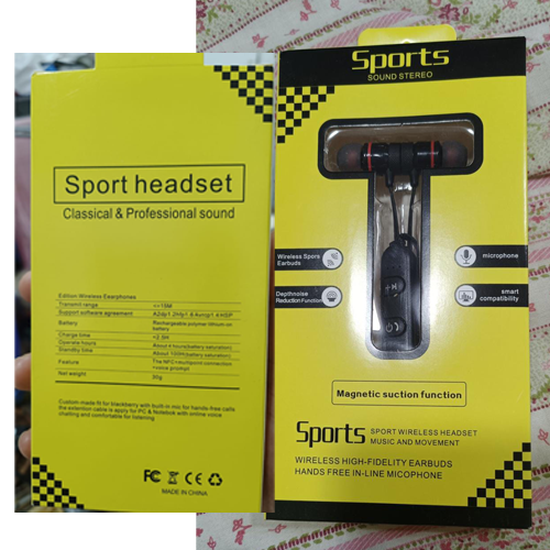 Sports SOUND STEREO Wireless Bluetooth Earbuds - Black